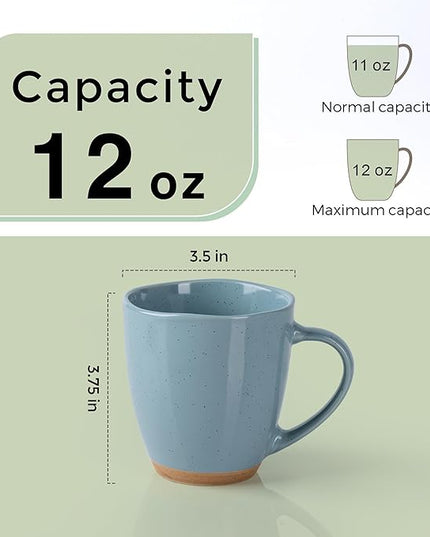 AmorArc 12oz Coffee Mugs, Ceramic Coffee Mugs set of 4 for Man, Woman, Dad, Mom, Modern Coffee Cups with handle for Latte/Cappuccino/Milk/Cocoa. Dishwasher&Microwave Safe, Blue