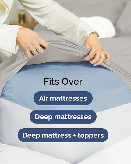 Extra Deep Cal King Sheet Set - 6 Piece Breathable and Cooling Sheets - Hotel Luxury Bed Sheets Set - Easy Fit - Soft, Wrinkle Free and Comfy Sheets Set - Light Grey Sheet Set with Extra Deep Pockets