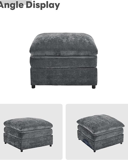 Tbfit Single Sofa Ottoman, Modern Comfy Cloud Sofa, Spring Seat Cushions, Chenille, Gray