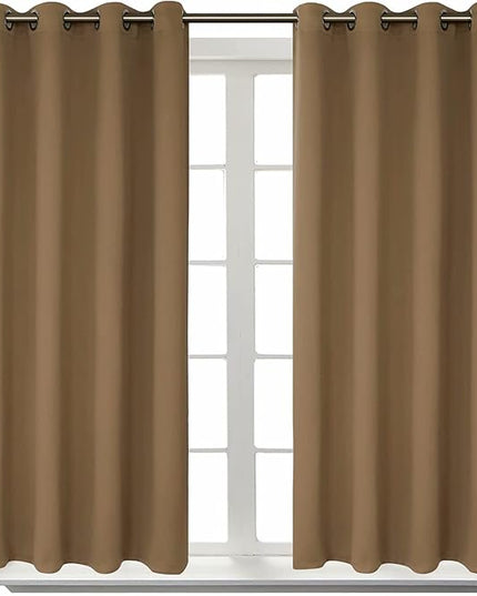 BGment Blackout Curtains for Living Room - Grommet Thermal Insulated Room Darkening Curtains for Bedroom, 2 Panels of 52 x 45 Inch, Taupe