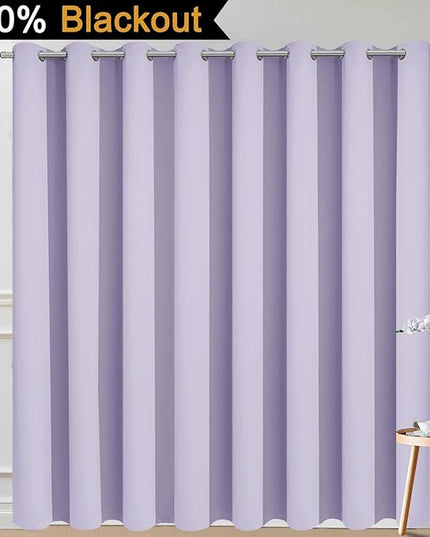 Yakamok 100% Blackout Thermal Insulated Grommet Curtains, Noise Reducing Barrier Panel for Sliding Glass Door, 2 Thick Layers Heat Full Light Blocking Patio Door Drapery, Lilac, W100 x L96, 1 Panel