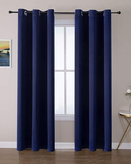 ChrisDowa Blackout Curtains 72 inches Long for Bedroom - 2 Panels Set Grommet Thermal Insulated Room Darkening Curtains for Living Room (Navy Blue, 42 x 72 Inch)