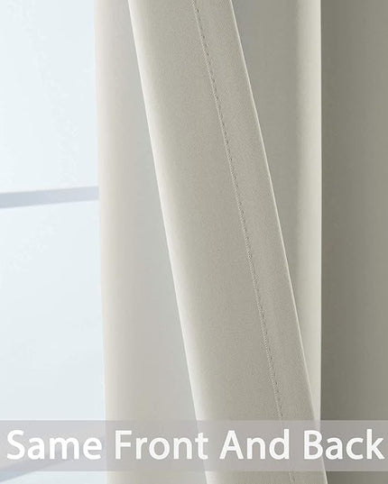 Yakamok Blackout Curtains Room Darkening Thermal Insulated Window Panels,Solid Grommet Top Drapes for Bedroom/Living Room(52Wx90L, Light Beige, 2 Panels)