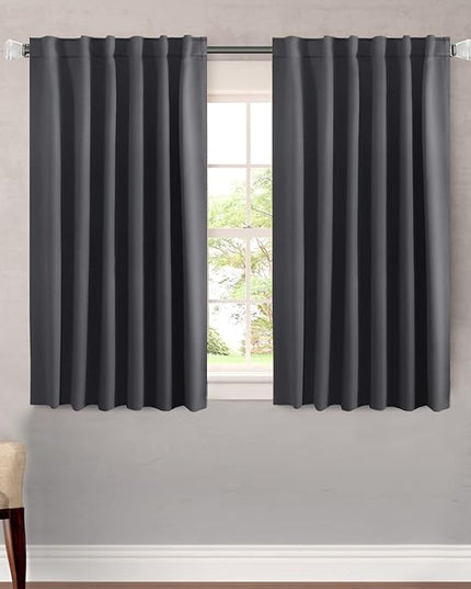 H.VERSAILTEX Blackout Curtains Thermal Insulated Window Treatment Panels Room Darkening Blackout Drapes for Living Room Back Tab/Rod Pocket Bedroom Draperies, 52 x 45 Inch, Charcoal Gray, 2 Panels