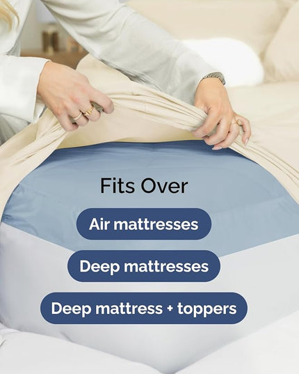 Extra Deep Cal King Sheet Set - 6 Piece Breathable and Cooling Sheets - Hotel Luxury Bed Sheets Set - Easy Fit - Soft, Wrinkle Free and Comfy Sheets Set - Off White Sheet Set with Extra Deep Pockets