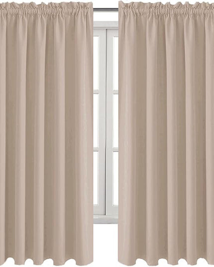 DWCN Blackout Curtains for Living Room Thermal Insulated, Energy Saving & Noise Reducing Bedroom Curtains, Camel, W 60x L 63 Inch, Set of 2 Rod Pocket Curtain Panels