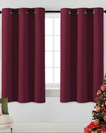 H.VERSAILTEX Christmas Curtains for Bedroom Thermal Insulated Room Darkening Living Room Curtains 63 Inch Long Grommet Privacy Protection Window Curtain Panels/Drapes for Nursery, 2 Panels, Burgundy