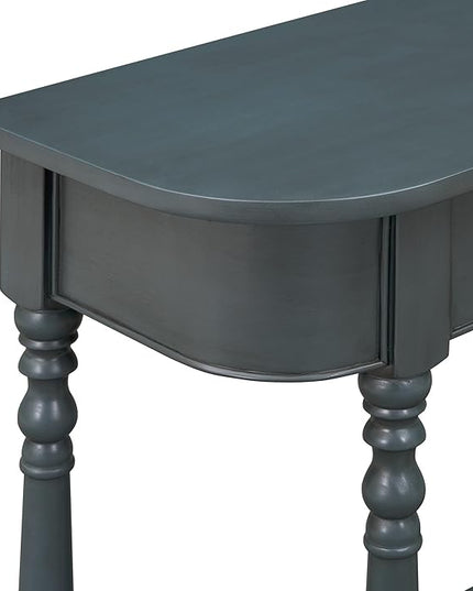 HMFULE Retro Curved Console Table, 36" Solid Wood Half Moon Console Table Sofa Table Entryway Table with 1 Drawer 1 Open Shelf Roman Legs Curved Corners for Living Room,Entryway,Hallway,Navy
