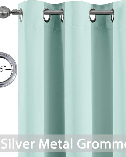 Yakamok Blackout Curtains Room Darkening Thermal Insulated Window Panels,Solid Grommet Top Drapes for Bedroom/Living Room(38Wx90L, Aqua, 2 Panels)