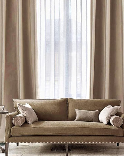 MIULEE 2 Panels Blackout Velvet Curtains Solid Soft Grommet Camel Beige Curtains Thermal Insulated Soundproof Room Darkening Curtains/Drapes/Panels for Living Room Bedroom 52 x 63 Inch
