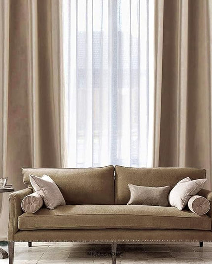 MIULEE 2 Panels Blackout Velvet Curtains Solid Soft Grommet Camel Beige Curtains Thermal Insulated Soundproof Room Darkening Curtains/Drapes/Panels for Living Room Bedroom 52 x 72 Inch
