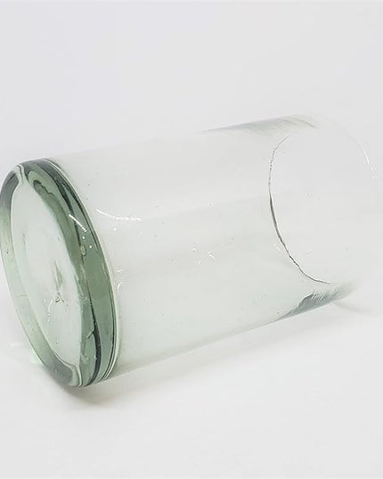 Clear Blown 9 oz Juice Glasses (set of 6) Mexican Handmade Glassware, Recycled Glass, Lead-free, Toxin-Free (Juice)