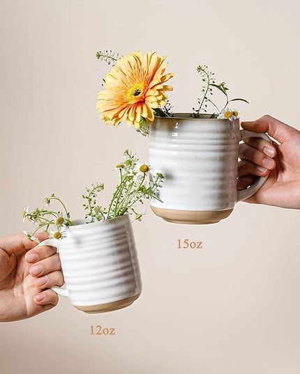 LE TAUCI Coffee Mugs 12 oz, Ceramic Coffee Cups for Latte, Hot Tea, Cappuccino, Mocha, Cocoa, Housewarming Wedding Present Mug Set - Set of 4, Arctic White