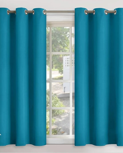 YoungsTex Teal Blue Blackout Curtains for Bedroom 54 Inches Length - Thermal Insulated Drapes with Grommet Room Darkening Privacy for Living Room Windows, 2 Panels, 42 x 54 Inch