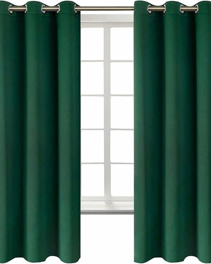 BGment Christmas Blackout Curtains - Grommet Thermal Insulated Room Darkening Bedroom and Living Room Curtains, Set of 2 Decorative Curtain Panels (42 x 63 Inch, Emerald Green)