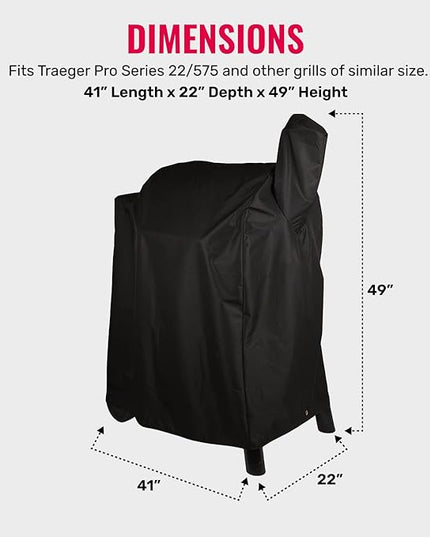 Grillman Grill Cover, BBQ Outdoor Grill Covers, Charcoal, Gas Grills, Waterproof, Rip-Proof, Weather-Resistant, Anti-UV, Barbecue Cover for Traegar 22/575 Series, Pro 22, Z, etc (Black, 41 Inch)