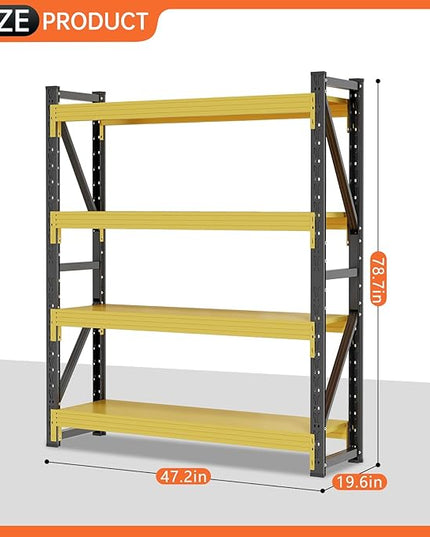 48" W Storage Shelves Heavy Duty, 4000LBS Metal Garage Shelving Units, 4 Tier Adjustable Shelf, Garage Storage Shelves Rack, Industrial Shelving for Warehouse, Basement,48" W x 20" D x 79" H