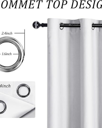 JIUZHEN Blackout Sliding Door Curtains for Bedroom, Privacy Thermal Insulated Patio Door Drape, Sound Reducing French Door Curtain (Greyish White, W100 by L84, 1 Panel)