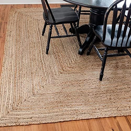 FRELISH DECOR Handwoven Jute Area Rug - 4x6 Feet Natural Yarn - Rustic Vintage Beige Braided Reversible Rectangular Rugs for Bedroom - Kitchen - Living Room - Farmhouse (4' x 6')