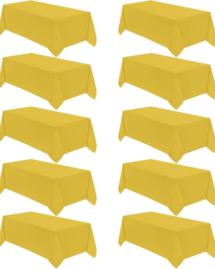 VidaFete Tablecloth 10 Pack 90 * 156inch Rectangle Table Cloth Polyester, Stain Wrinkle Resistant Polyester Dining Table Cover for Kitchen Dinning Party Wedding Rectangular Buffet Decoration(Yellow)