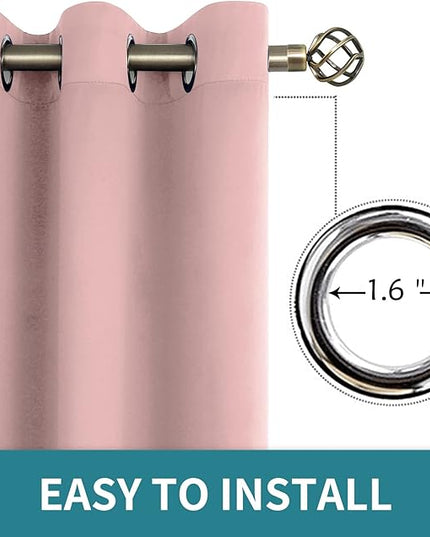 BGment Room Darkening Curtains 95 Inches Long - Grommet Thermal Insulated Drapes Window Treatment Curtains for Bedroom, 2 Panels, 52 x 95 Inch, Baby Pink