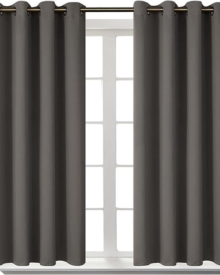 BGment Blackout Curtains for Bedroom - Grommet Thermal Insulated Room Darkening Curtains for Living Room, Set of 2 Panels (52 x 45 Inch, Grey)
