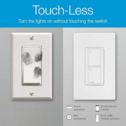 Lutron Caseta Original Smart Light Switch (Lutron Smart Hub Required), for Home, LED Lights, and Fans, 6 Amp, Single-Pole/3-Way, Neutral Required, PD-6ANS-BL, Black