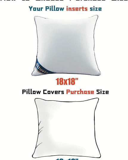 Siluvia Decorative 18x18 Pillow Inserts Set of 4 - Square Throw 18 Pillows with 100% Cotton Cover for Sofa, Couch, and Bed - White
