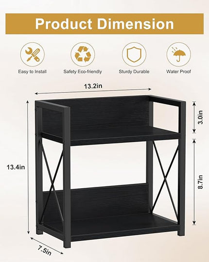 Giikin Countertop Organizer, 2 Tier Coffee Station Organizer for Desktop, Wood Counter Shelf Spice Rack for Kitchen (Black, M)