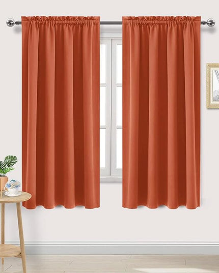 DWCN Blackout Curtains Thermal Insulated, Energy Saving & Noise Reducing Bedroom and Living Room Curtains, Burnt Ochre, W 52x L 63 Inch, Set of 2 Rod Pocket Curtain Panels