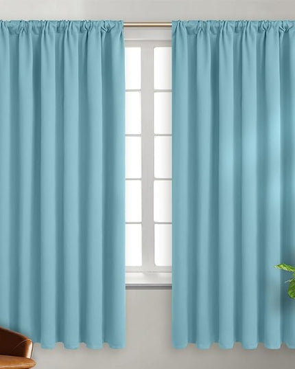 BGment Rod Pocket and Back Tab Blackout Curtains for Bedroom - Thermal Insulated Room Darkening Curtains for Living Room, Set of 2 Panels (52 x 72 Inch, Aqua)
