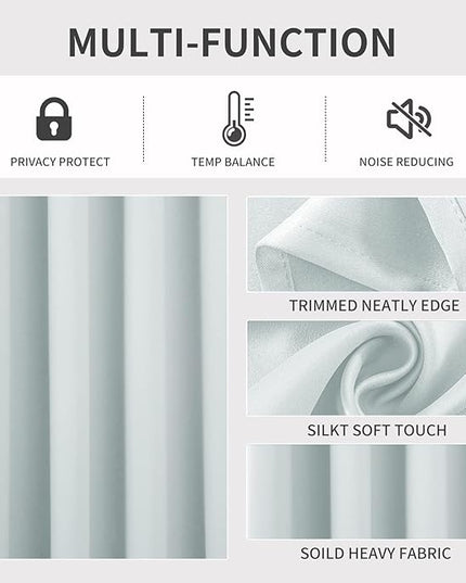 Joydeco White Curtains 54 Inches Long 2 Panels Set, Thermal Insulated Long Curtains& Drapes 2 Burg, Room Darkening Grommet Drapes for Living Room Bedroom Window (W52 x L54 Inch, Greyish White)