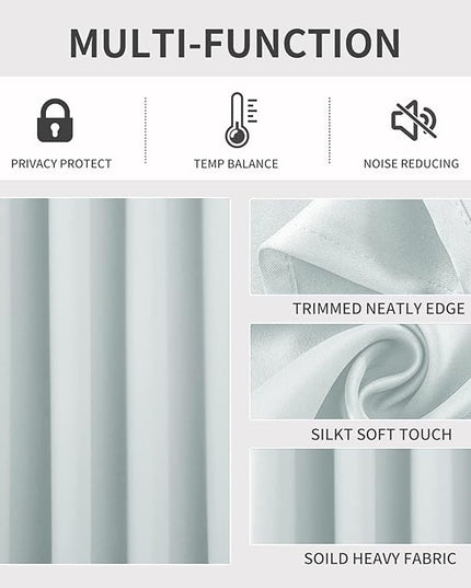 Joydeco White Curtains 63 Inches Long 2 Panels Set, Thermal Insulated Long Curtains& Drapes 2 Burg, Room Darkening Grommet Drapes for Living Room Bedroom Window (W52 x L63 Inch, Greyish White)