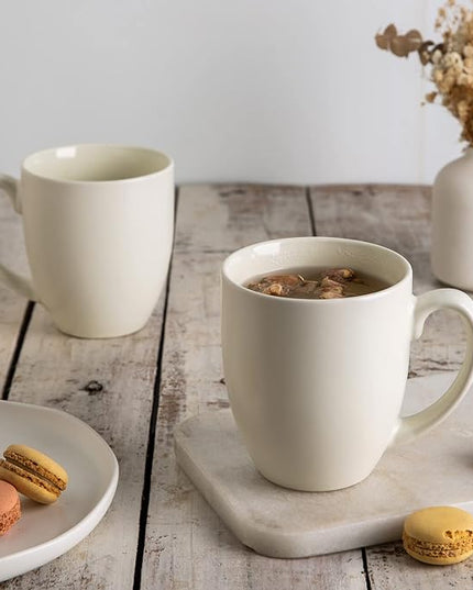 AmorArc 16oz Coffee Mugs Set of 6, Large Ceramic Coffee Mugs for Man, Woman, Dad, Mom, Modern Coffee Mugs with Handle for Tea/Latte/Cappuccino/Cocoa. Dishwasher&Microwave Safe, Light Beige