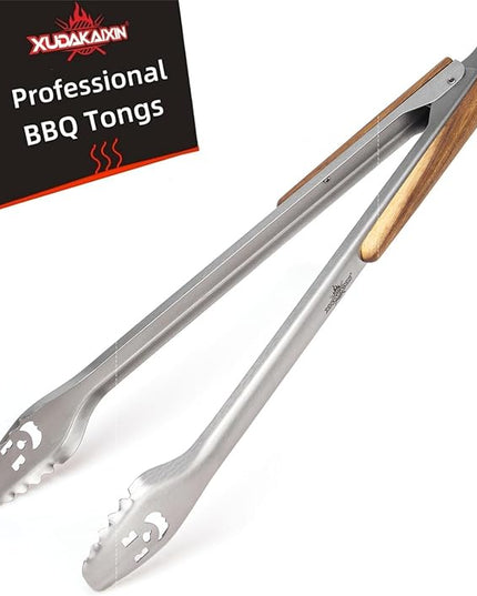 21-Inch Extra Long Stainless Steel BBQ Tongs with Extended Luxurious Acacia Handle – Durable and Easy-to-Clean Grilling Tool for Cooking, Kitchen Use, and Outdoor Barbecues