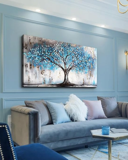 Wapluam Large Canvas Wall Decor For Living Room Farmhouse Wall Art For Bedroom Office Wall Decorations Blue Tree Paintings Abstract Pictures Framed Artwork Modern Room Home Decor Posters