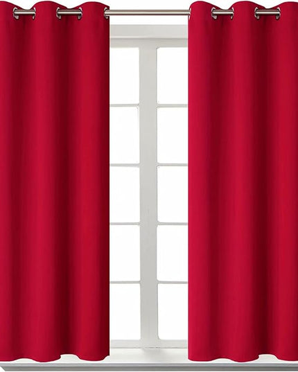 BGment Room Darkening Curtains 45 Inches Long - Grommet Thermal Insulated Drapes Window Treatment Curtains for Bedroom, 2 Panels, 38 x 45 Inch, Red