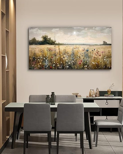 Wapluam Framed Wall Decor For Living Room Canvas Prints Wall Art Bedroom Office Decoration Vintage Abstract Painting Rural Natural Landscape Artworks Pictures Ready To Hang Farmhouse Home Decor
