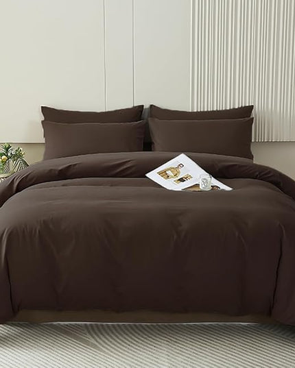 Houseri Brown Cal King Comforter Set Mocha Bedding California Size Coffee Color Cali Dark Colored Sets Vintage Solid Chocolate Blanket Oversized, King(96''*104''-Comforter)