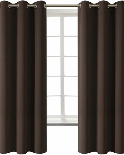 BGment Blackout Curtains for Living Room - Grommet Thermal Insulated Room Darkening Curtains for Bedroom, 2 Panels of 42 x 63 Inch, Brown