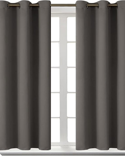 BGment Blackout Curtains for Bedroom - Grommet Thermal Insulated Room Darkening Curtains for Living Room, Set of 2 Panels (38 x 54 Inch, Grey)