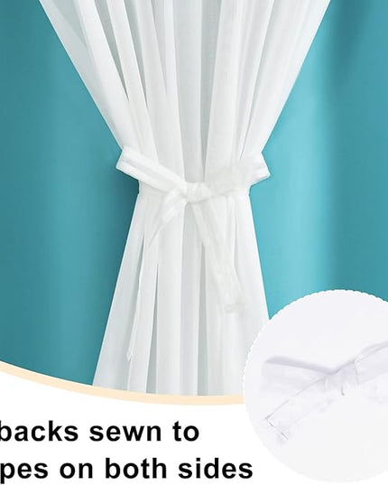 Hiasan Blackout Curtains with Sheer Overlay - 52W X 120L,Two Layer Thermal Insulated Mix & Match Grommet Window Curtains for Bedroom, Living Room, 2 Drape Panels with Tiebacks, Turquoise