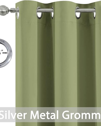 Yakamok 84 Inch Length Blackout Curtains for Bedroom, Thermal Insulated Room Darkening Grommet Solid Window Drapes for Living Room,42W x 84L,Sage Green,2 Panels