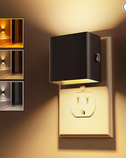 L LOHAS LED Night Lights Plug into Wall,[2-Pack] Plug in Night Light with Dusk to Dawn Sensor,3CCT 1600K/2700K/5000K,Brightness Adjustable,Nightlight for Adults Bathroom Bedroom