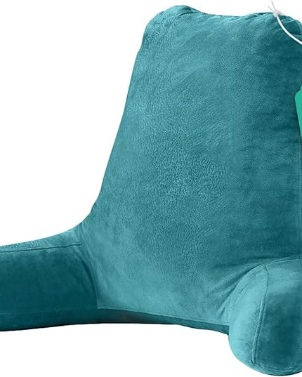 Sasttie 25-inch Reading Pillows for Sitting in Bed Adult, Jumbo Velvet Back Pillow Bed Sitting Up, XL High Back-Rest Support Cushion for Sit Up on Couch & Floor, Oeko-Tex Certified, Teal Blue