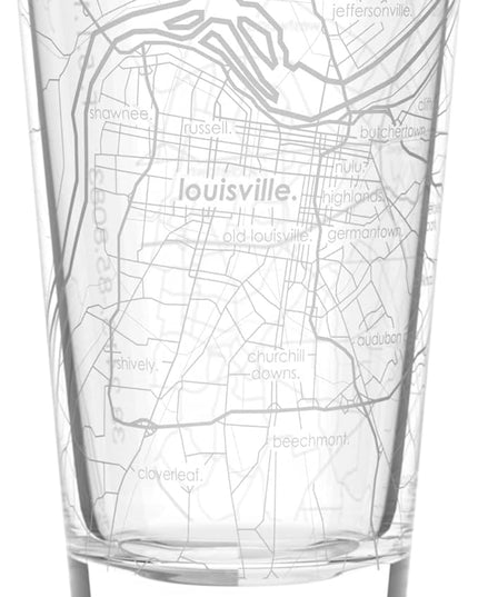 Well Told Engraved Louisville Kentucky Map Pint Glass, Etched Beer Gift (16 oz, Clear) City Map Pint, Custom City Glassware, Gifts For Beer Lovers