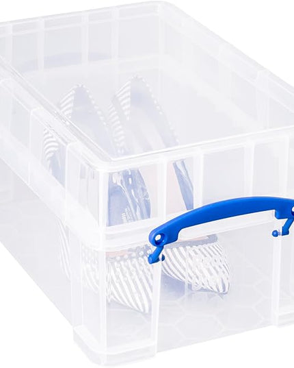 Really Useful Plastic Storage Box 9 Litre Clear with XL Lid (Pack of 4)