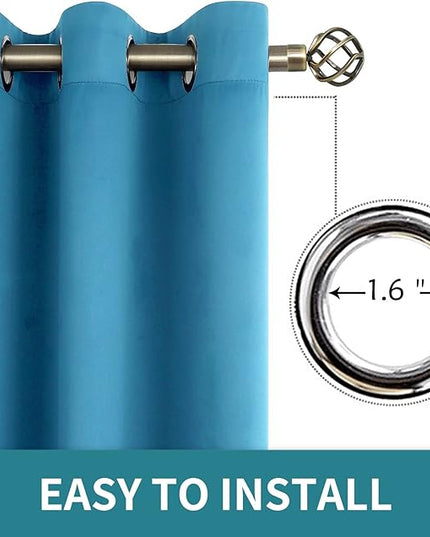 BGment Blackout Curtains - Grommet Thermal Insulated Room Darkening Bedroom and Living Room Curtains, Set of 2 Panels (38 x 54 Inch, Steel Blue)