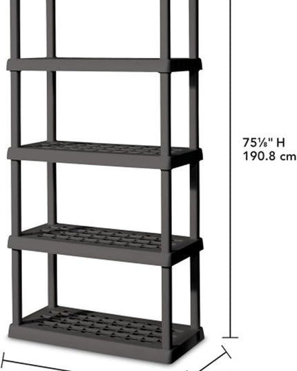 Sterilite 2-Pack 5 Shelf Unit, Heavy-Duty Shelving Storage Rack for Home and Garage, Gray - Multipurpose Plastic Organizer Shelves for Smart Organization