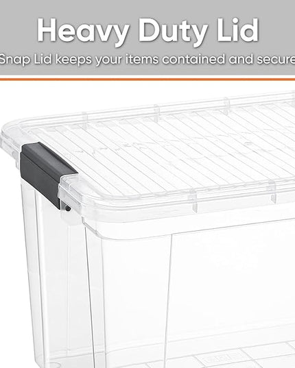 Superio Storage Bins with Lids- 4 Pack, 4.75 Qt Clear Boxes for Organizing, Stackable Plastic Containers- BPA Free, Non-Toxic, Odor Free, Organizer for Home, Office, Dorm